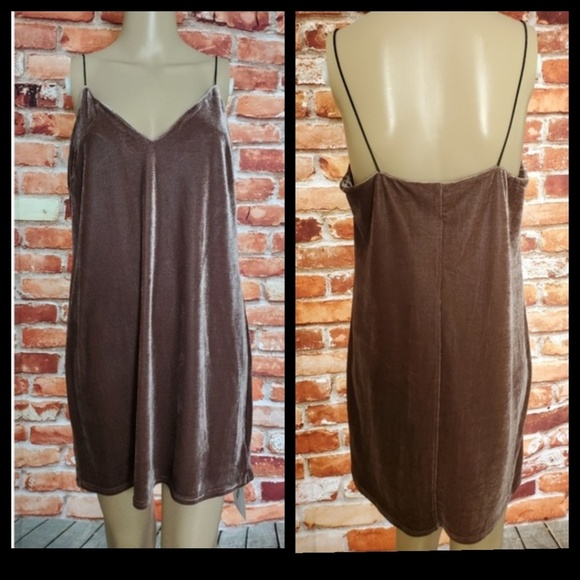 Nude Dresses & Skirts - Nude Brown Velvet Spaghetti Strap Dress Medium